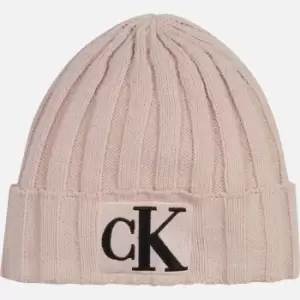 Image of Calvin Klein Babys' Monogram Rib Beanie - Pale Rose - Large-Extra Large Years