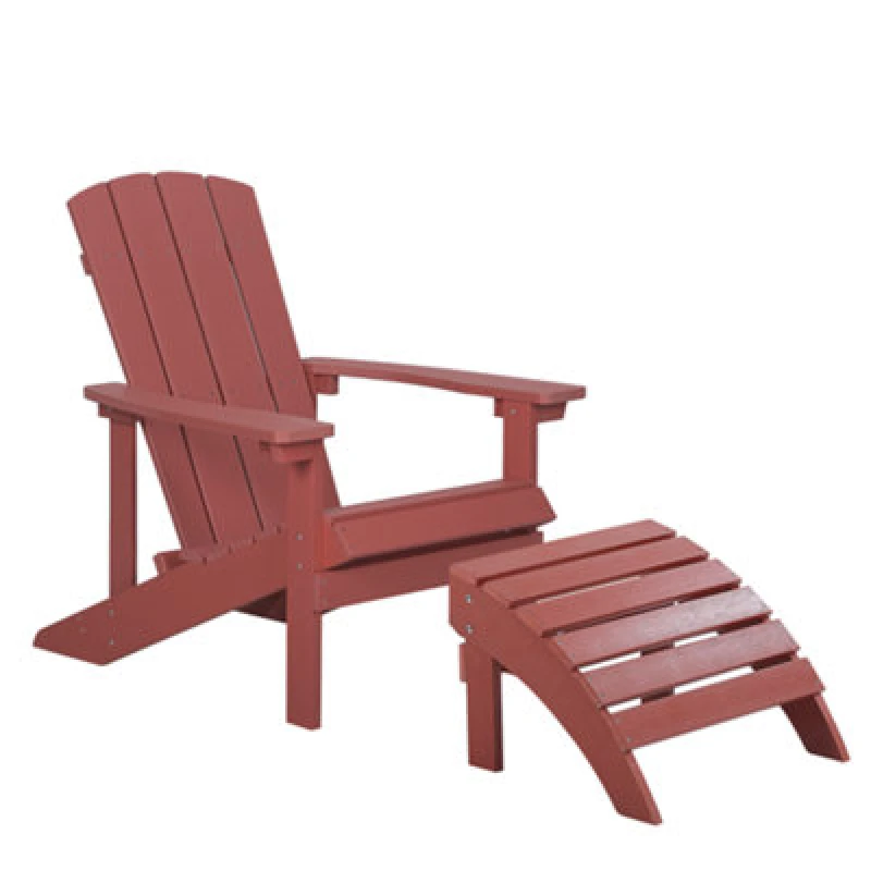 Image of Beliani Garden Chair Adirondack With Footstool Red