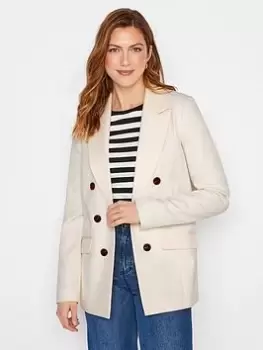 Image of Long Tall Sally Ivory Double Breasted Blazer, White, Size 20, Women
