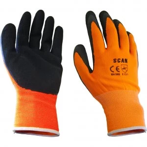 image of Scan Mens Foam Latex Coated Gloves Orange 2XL