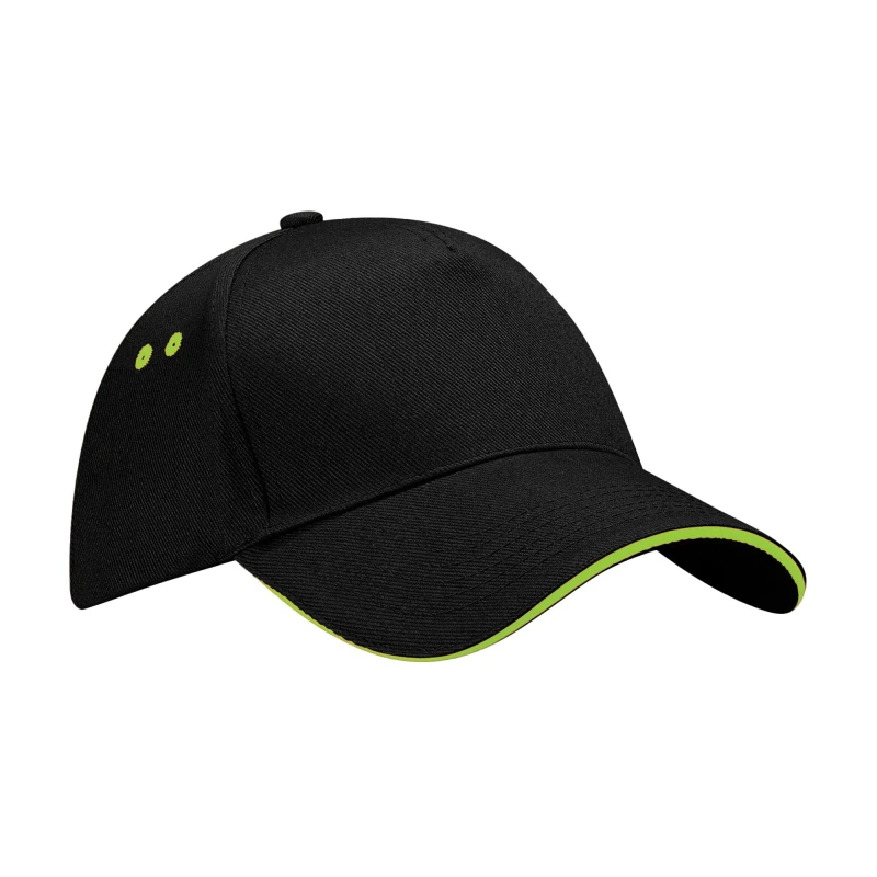Image of Beechfield Beechfield Men Ultimate Sandwich Peak Cap in Black One Size Male 5063377408362