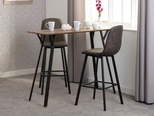 Image of Seconique Quebec Oak Effect Bar Table and 2 Chair Set