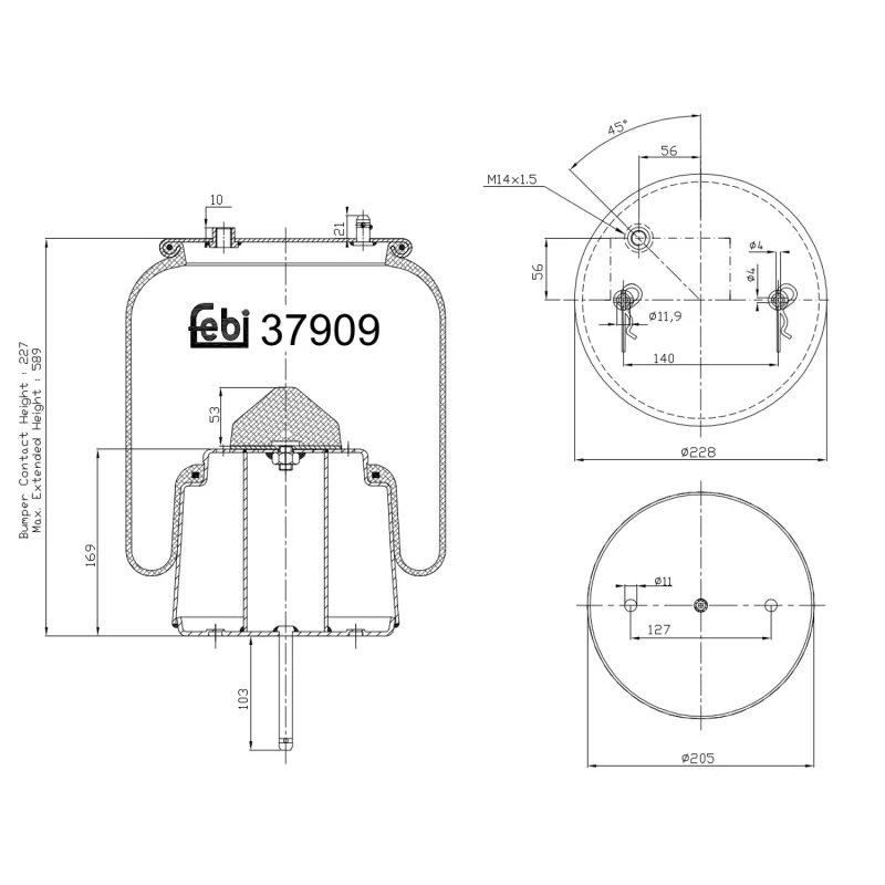 Image of FEBI BILSTEIN 37909 Boot, air suspension Rear Axle Right Boot,air suspension (324)