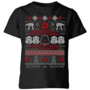 Image of Star Wars Merry Sithmas Knit Kids Christmas T-Shirt - Black - 11-12 Years