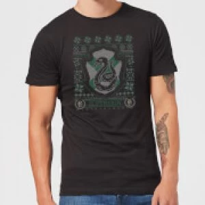 image of Harry Potter Slytherin Crest Mens Christmas T-Shirt - Black