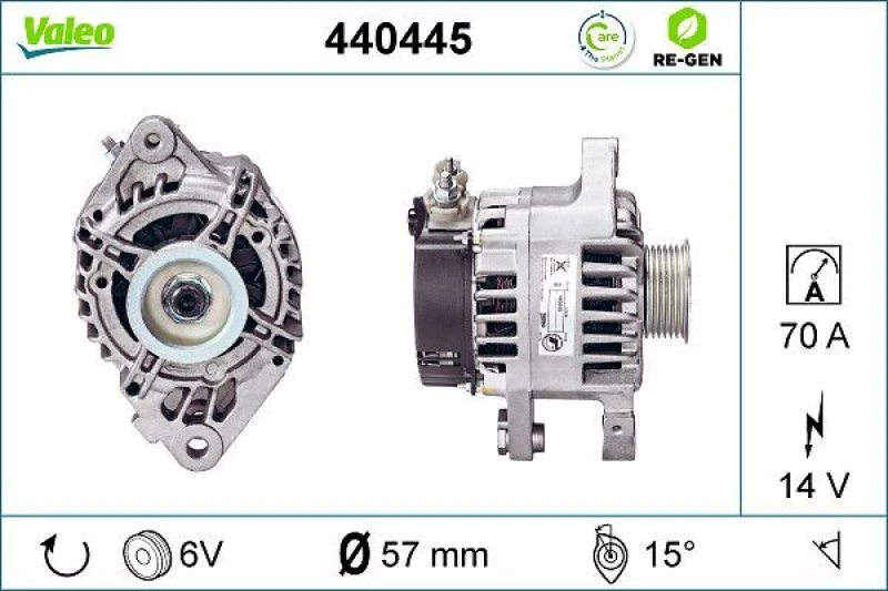 Image of VALEO 440445 Generator Alternator Charging Current: 70A, Voltage: 14V, REMANUFACTURED PREMIUM Alternator (4)