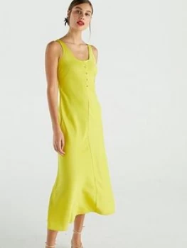 Image of WHISTLES Pippa Satin Slip Dress - Yellow, Size 14, Women