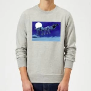 Image of Star Wars Darth Vader AT-AT Christmas Sleigh Grey Christmas Sweatshirt - L - Grey