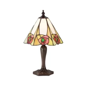 Image of Ingram 1 Light Small Table Lamp Tiffany Glass, Dark Bronze Paint with Highlights, E14