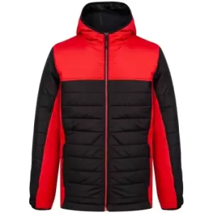 image of Finden & Hales Mens Contrast Padded Jacket (L) (Black/Red)