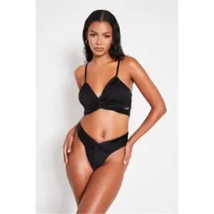 I Saw It First Black Knot Ruched Strappy Bikini Set - Black