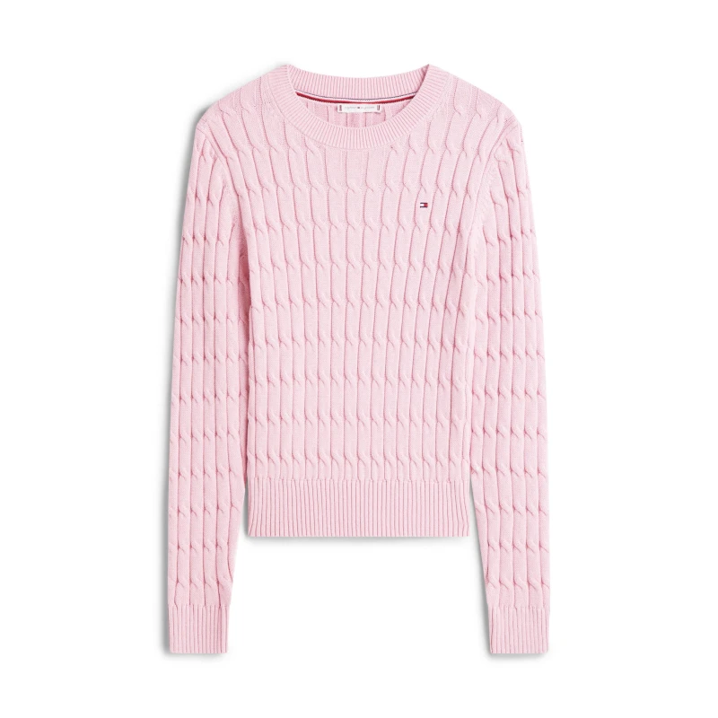 Image of Tommy Hilfiger Cable knit crew neck Sweater Cable Knit Jumpers 8 (XS) Pink 33909606310