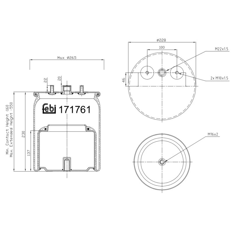 Image of FEBI BILSTEIN 171761 Boot, air suspension Rear Axle Boot,air suspension (324)