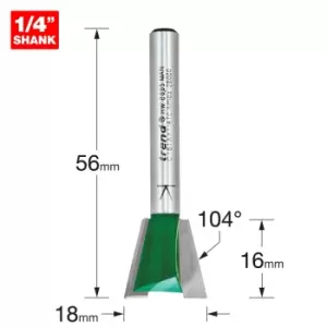 Image of Trend CRAFTPRO Dovetail Jig Router Cutter 18mm 16mm 1/4"
