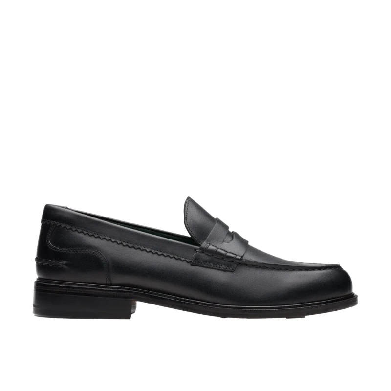 Image of Clarks Clarks Men Craft James Lo Loafer Black Leather Slip Ons,Loafers Size: 7-Standard Fit Black 7-Standard Fit Male 5063090942389