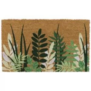 Eco-Friendly Latex Backed Coir Door Mat, Greenery - JVL