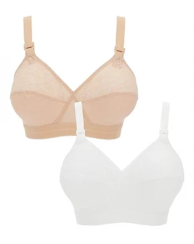 Image of Playtex Lace Soft Cup Bras (2 Pack), White/Nude, Size 34, Women