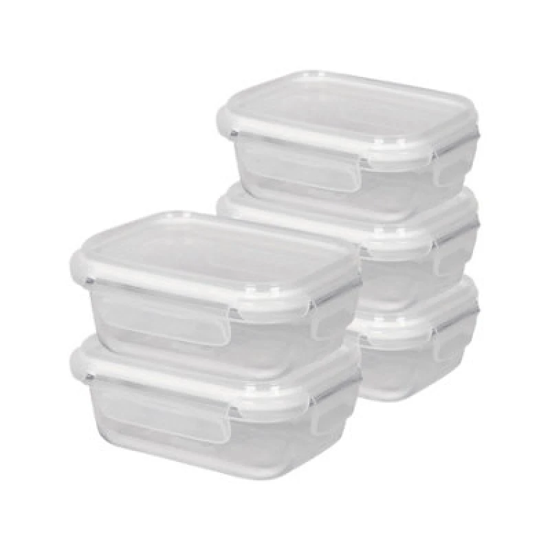 Image of Harbour Housewares 370Ml Glass Food Storage Containers With White Lids - Reusable Airtight Meal Prep Tubs Microwave And Freezer Safe - Pack Of 5