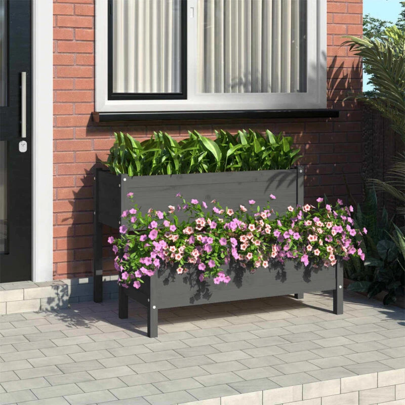 Image of vidaXL Planter Grey 110x84x75cm Solid Wood Pine, Grey 822264