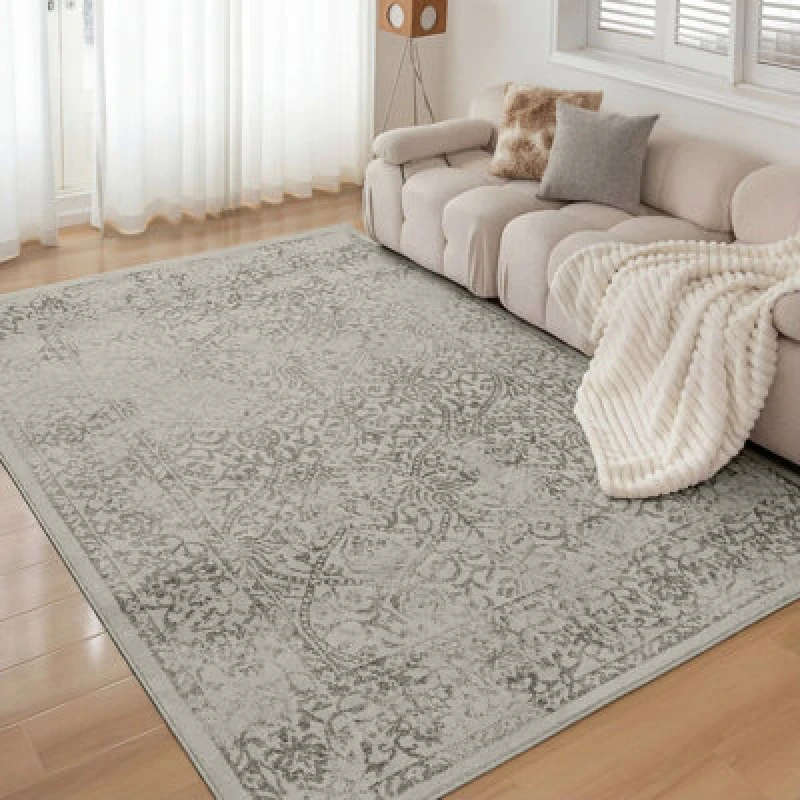 Image of Livabliss Vintage Oriental Boho Grey/ivory Hazel Area Rug 120 X 170 Cm - Easy Care, Non Shedding, Ideal For Living Room & Bedroom