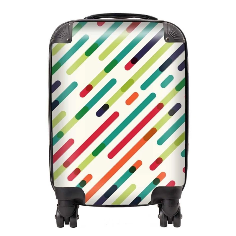 Image of Warren Reed - Designer Coloured Diagonal Abstract Pattern Suitcase in Green Size: Small Green Unisex Small
