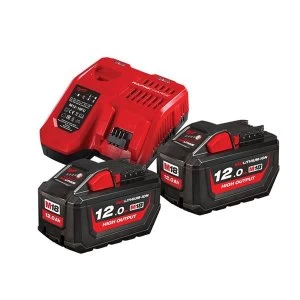 Image of Milwaukee Power Tools M18 HNRG Battery Twin Pack 18V 12.0Ah