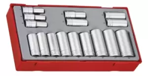 image of Teng Tools TT3816 16 Piece 3/8" Drive Deep 6 point Socket Set