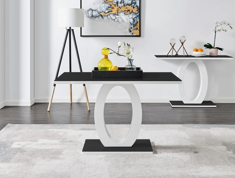 Image of FurnitureboxUK FurnitureboxUK Giovani 120cm 4-Seater Modern Rectangular High Gloss And Glass Dining Table in Black One Size Unisex 5056542651953