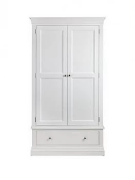 image of Julian Bowen Clermont 2 Door, 1 Drawer Wardrobe - White