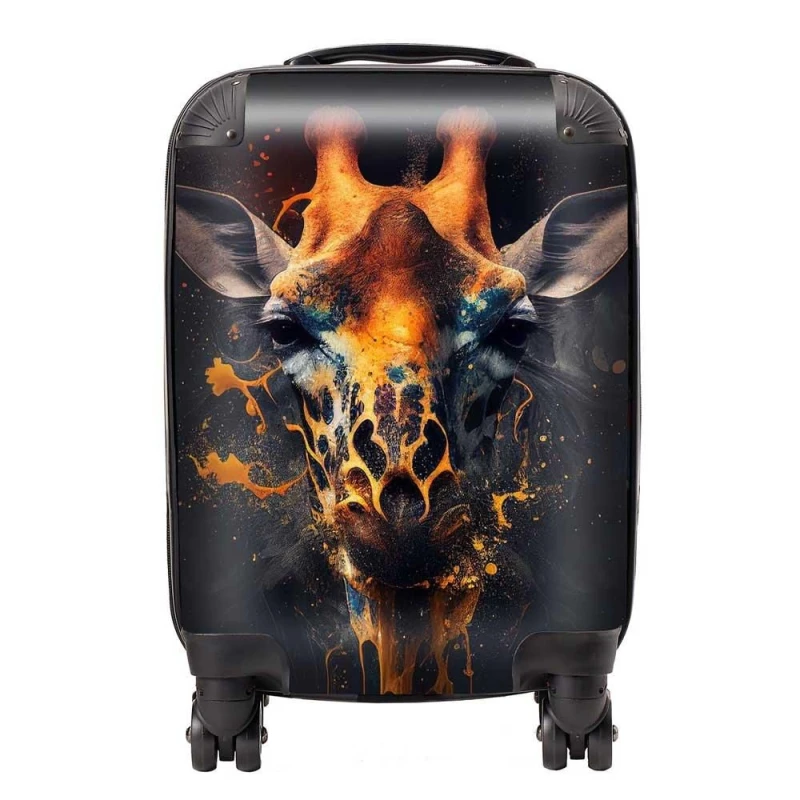 Image of Warren Reed - Designer Golden Giraffe Face Splashart Suitcase in Yellow Size: Small Yellow Unisex Small