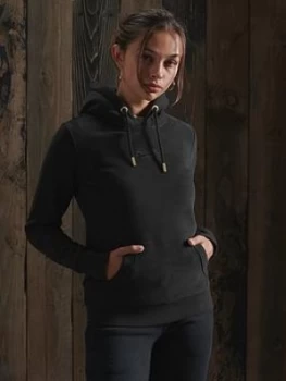 Image of Superdry Vintage Logo Tonal Embroidered Hoodie, Black, Size 6, Women