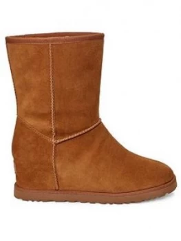 image of UGG Classic Femme Hidden Wedge Short Calf Boots - Chestnut, Size 5, Women