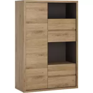 Shetland 1 Door 4 drawer display cabinet - Shetland Oak Finish