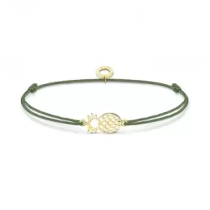 image of Silver Gold Plated Nylon Zirconia Green Pineapple Bracelet LS122-379-6-L20V