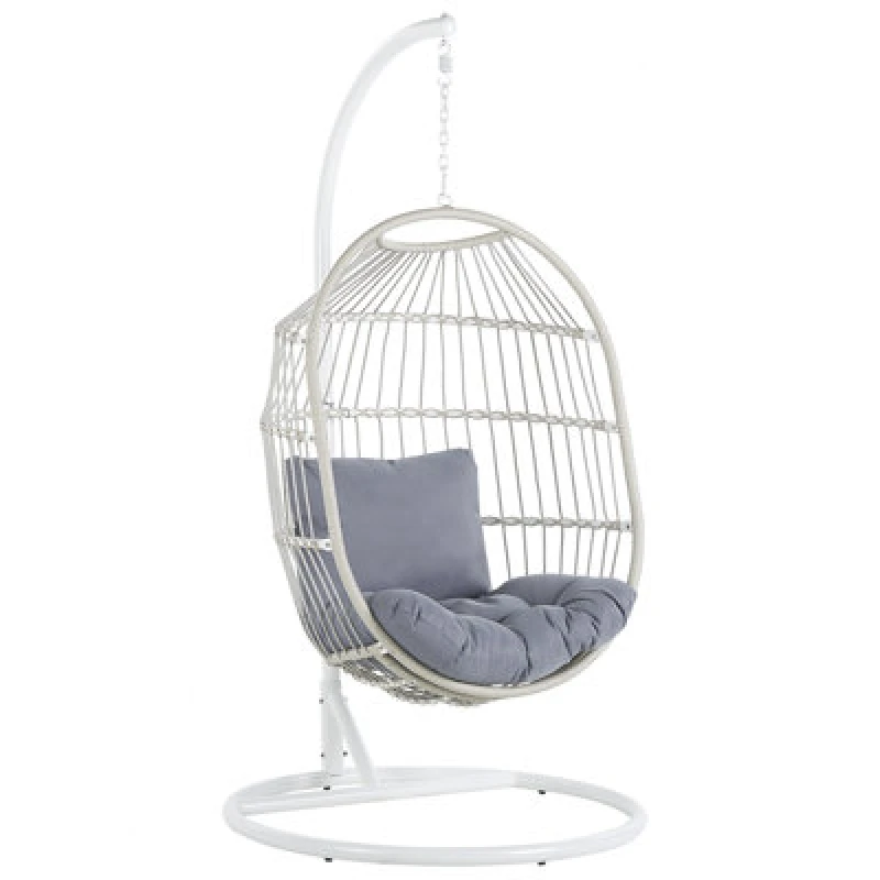 Image of Beliani Hanging Chair With Stand Alba Pe Rattan White