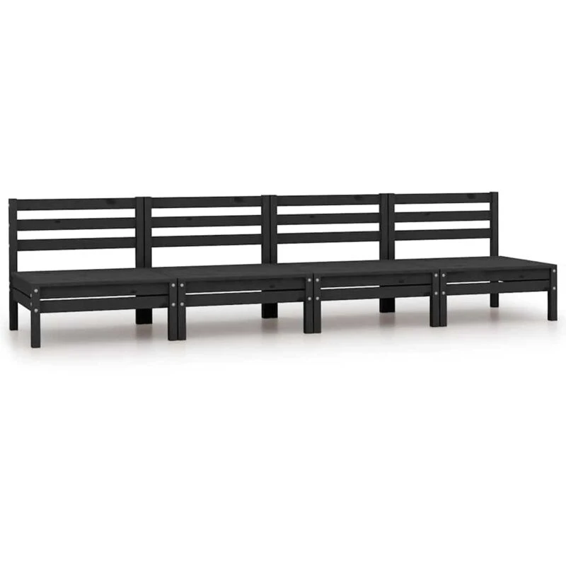 Image of VIDAXL Garden Middle Sofas 4 pcs Black Solid Pinewood Vidaxl 8720286659106