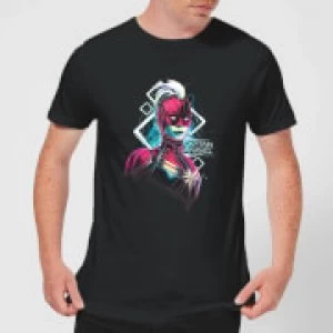 Image of Captain Marvel Neon Warrior Mens T-Shirt - Black
