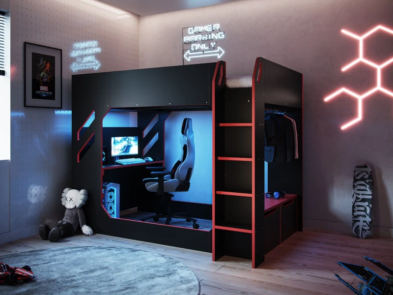 Image of Flair Shuttle LED Gaming High Sleeper Small Double Black