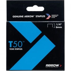 image of Arrow T50 Staples 6mm Pack of 1250