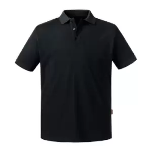 Russell Mens Pure Organic Polo (XL) (Black)