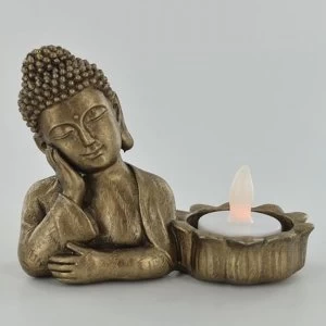 Image of Gold Resting Buddha with Tea-light Holder 9cm