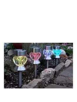 Image of Smart Solar Crystal Stainless Steel Solar Stake Light 4 Pack