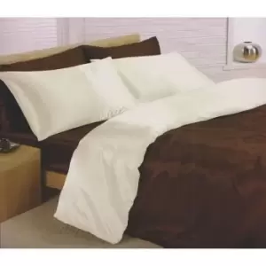 Image of Charisma Satin Reversible Bedding Set (Duvet Cover, Fitted Sheet & Pillowcases) (King) (Chocolate/Cream) - Chocolate/Cream