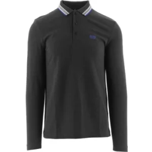 BOSS Grey Regular Fit Long Sleeve Plisy Polo Shirt