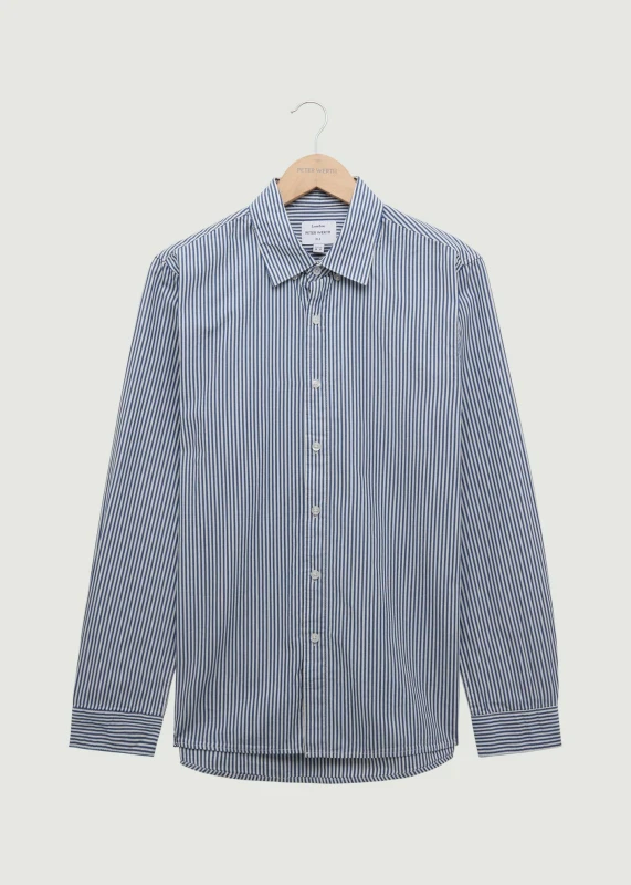 Image of Peter Werth Mens Beasley LS Shirt in Navy Size: Large Navy Male L