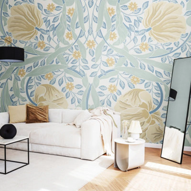 Image of Origin Murals Flower Circle - Soft Blue Matt Smooth Paste The Wall Mural 350Cm Wide X 280Cm High