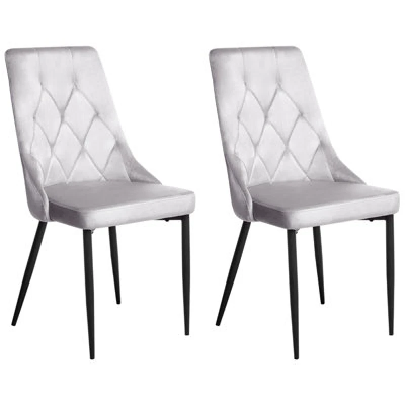 Image of Beliani Set Of 2 Dining Chairs Avenir Velvet Light Grey