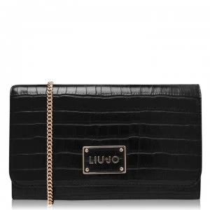 Image of Liu Jo Liu Natu Crocodile Flap Over Cross Body Bag - Black 2222