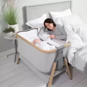 Image of Tutti Bambini Cozee Bedside Crib-Oak/Sterling Silver