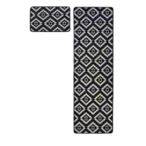 Image of Homemaker Aztec Runner & Doormat Blue 57X150Cm & 57X40Cm